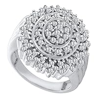TheDiamondDeal 10kt White Gold Womens Round Diamond Concentric Circle Cluster Ring 1.00 Cttw