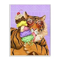 Glamour Tiger with Colorful Ice Cream Cone Wall Art, 10 x 15, Purple