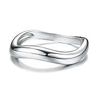 ADRAMATA 925 Sterling Silver Rings for Women 14K Gold Plated Wavy Stackable Ring for Women, Twisted Wave Band Rings, Silver/Gold Eternity Rings for Women Wedding Promise Ring With Box