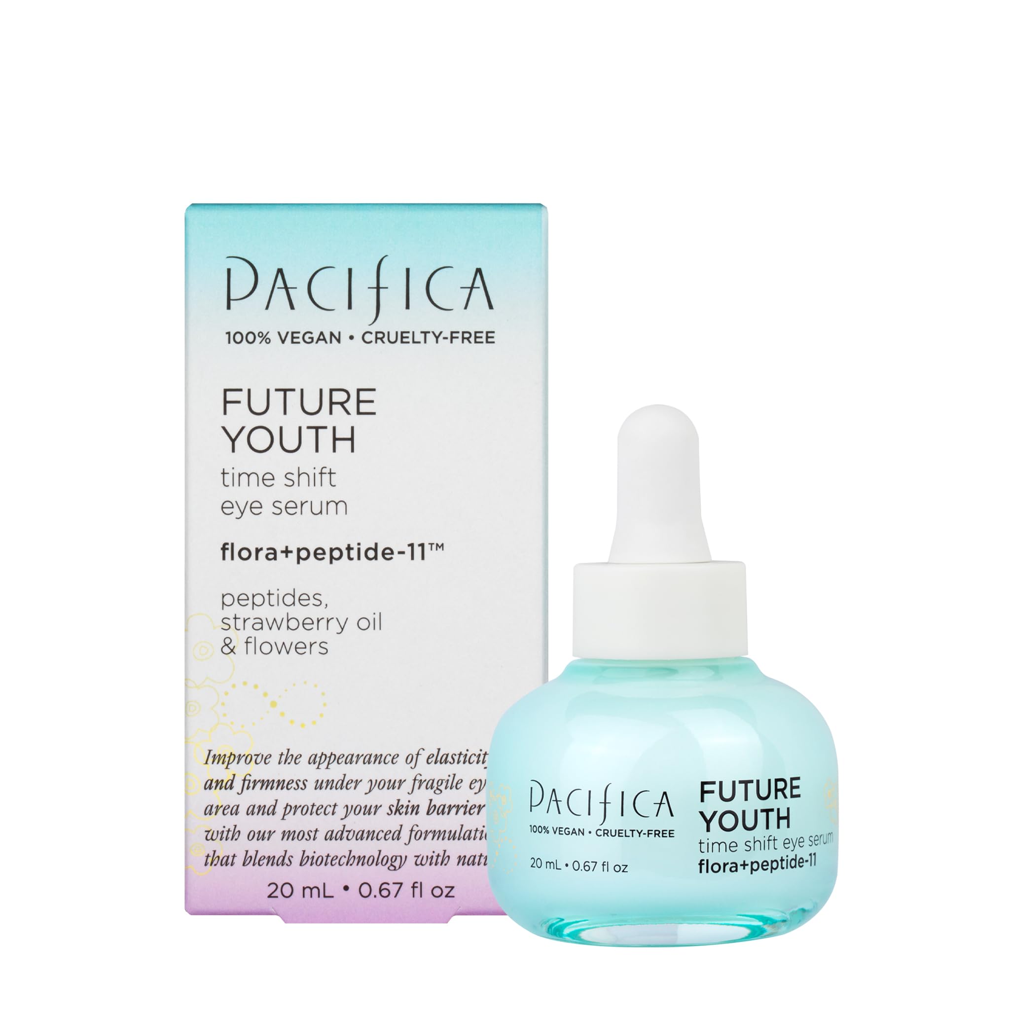 Pacifica Beauty, Future Youth Time Shift Eye Serum, Brighten Dark Circles, Improve Fine Lines, Lightweight, Fragrance Free, Hydrating, Youthful Skin, Firming, Vegan, Cruelty Free