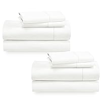 California Design Den 2-Pack Queen Sheet Set - 400 Thread Count 100% Cotton Sateen - Extra Soft, Breathable & Cooling Sheets, Wrinkle Resistant 2 Sets of Deep Pocket Bed Sheets - Ivory