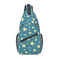 Five-Pointed Star Print Pattern Cross Chest Bag Diagonally Multi Purpose Cross Body Bag Travel Hiking Backpack Men And Women One Size