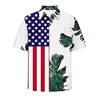 US Flag Graphic Mens T-Shirt Independence Day Mock Neck Short Sleeve Shirts Streetwear Stretch Comfortable