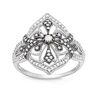 1/3 Carat Total Weight (cttw) Sterling Silver White Diamond Flower Ring for Women