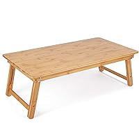 Nnewvante Large Floor Table,Small Folding Coffee Table Japanese Floor Desk Mid-Century Modern Low Bamboo Table for Living Room RV 33.5x17.7in