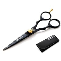Professional Barber Shears, Hairdressing Scissors - 6.5 inch (16.5cm), Black + Presentation Case & Tip Protector
