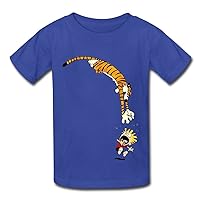 Kid's Retro Calvin And Hobbes T-shirts Size L RoyalBlue