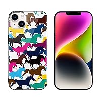 Colorful Horse Protective Phone Case Ultra Slim Glass Case Shockproof Phone Cover Shell Compatible for iPhone 14 Plus