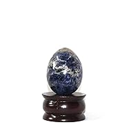 Jet Natural Sodalite Gemstone Egg 45-50 mm Hand Carved Crystal Altar Healing Devotional Focus Spiritual Chakra Cleansing Metaphysical Jet International Crystal Therapy Image is JUST A Reference.