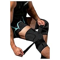 Knee Brace with Adjustable Strap, Professional Knee Compression Sleeve for Men & Women, No-Slip Knee Pad for Joint Protection, Sports, Running, Basketball, Arthritis Relief ( Black XX-Large )