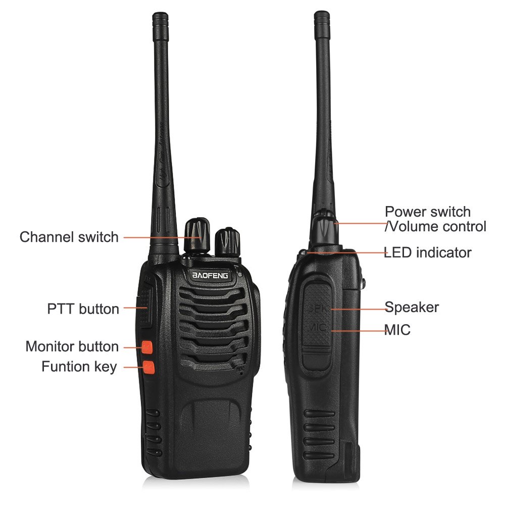 BaoFeng BF-888S Two Way Radio with Built in LED Flashlight (Pack of 4) + USB Programming Cable (1PC)