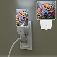 Bright Plug in Night Light Pansy Flowers NightLights Plug into Wall Dusk to Dawn Sensor Soft White Automatic Night Light for Bathroom Hallway