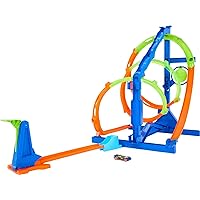 Hot Wheels Track Set with 1 Car, STEAM Flight Path Challenge, Learn The Basic Physics of Trajectory, Track Storage