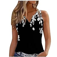 Vintage Floral Print Tunic Tops to Wear with Leggings Trendy Sleeveless V Neck Tank Tops Casual Summer Fashion Womens Blouse
