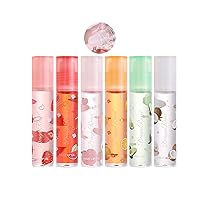 6 Pcs Fruit-Flavored Lip Gloss Transparent Colorless Moisturizing Lip Lotio Roller Ball Massage Design Fully Moisturizes And Prevents Dryness Keep Your Lips Moisturized And Plumper