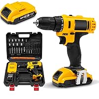 Cordless electric drill driver 21V maximum impact drill, professional electric drill kit 520N.m torque 2 variable speed, built-in LED and reverse control electric drill, with 11 accessories,2 batterie