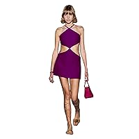 Women's Sleeveless Mini Prom Dress Woman Sexy Bow Backless Design Cut Out Bandage Party Club Cocktail Dresses