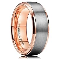 King Will Duo Unisex 5mm 6mm 7mm 8mm 18k Rose Gold Plated Tungsten Carbide Ring Two Tone Silver Wedding Band