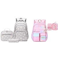 Heart-Print Girls Backpack with Chest Buckle