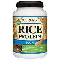 NutriBiotic – Plain Rice Protein, 1 Lb 5 oz (600g) - Low Carb, Keto-Friendly, Vegan, Raw Protein Powder - Grown & Processed Without Chemicals, GMOs or Gluten - Easy to Digest & Nutrient-Rich