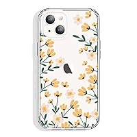 for iPhone 14 and iPhone 13 Case Clear 6.1 Inch with Pattern Design, Protective Slim TPU Cover + Shockproof Bumper for Women and Girls (Cute Flowers/Yellow)