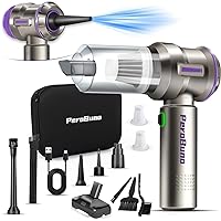 PeroBuno Mini Car Vacuum Cleaner, High Power 18KPa, Handheld Vacuum Cordless Rechargeable, 35mins Runtime, 3-Gear, 2-in-1 Compressed Air Duster - Electric Canned Air - Portable Hand Held Vacuum