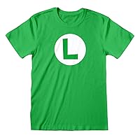 Men's Retro Super Mario Bros. Luigi L Logo Green T-Shirt