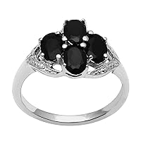 Solid 925 Sterling Silver Black Spinel Gemstone Solitaire Women's Ring SHRI1460