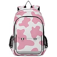 Pink Cow Print Backpack School Bag Lightweight Laptop Backpack Student Travel Daypack with Reflective Stripes