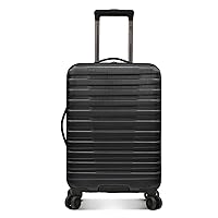 U.S. Traveler Boren Polycarbonate Hardside Rugged Travel Suitcase Luggage with 8 Spinner Wheels, Aluminum Handle, Carry-on 22-Inch, USB Port, Black