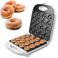 Mini Donut Maker,Easy and Fun Homemade Mini Donuts, Perfect for Snacking and Entertaining,Compact and Portable Design, Dual-Sided Heating, Non-Stick Coating - Makes 16 Donuts at a Time, White