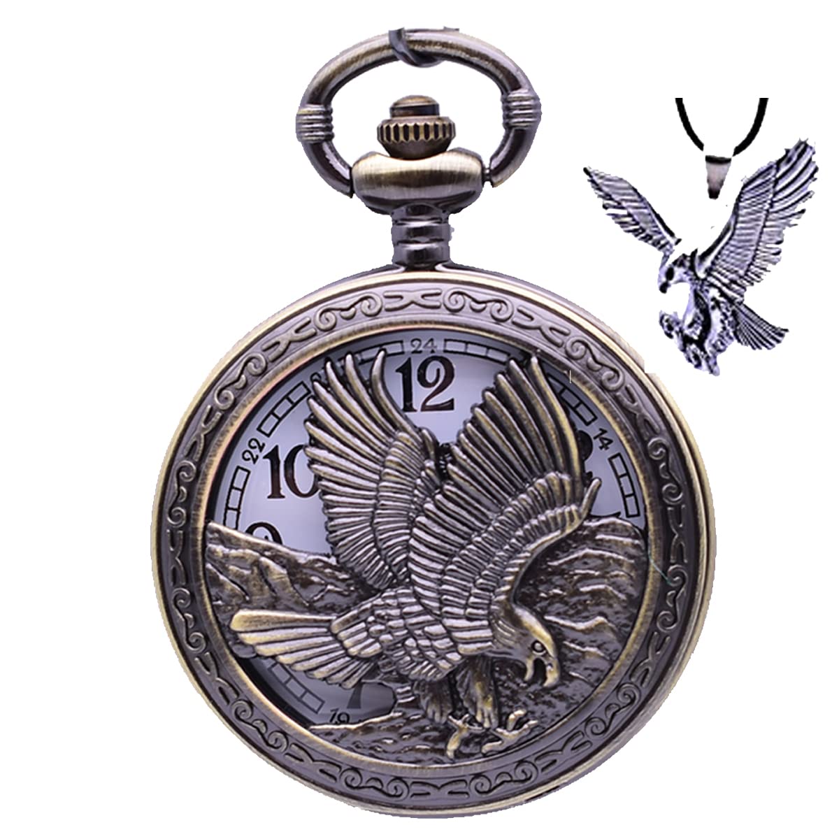 Udaney Eagle Gift Pocket Watch with Chain Vintage Quartz Half Hunter American 2022 Fashion