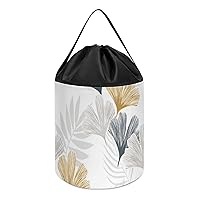 Classic Ginkgo Leaf Pattern Toy Storage Drawstring Tote Bags, Collapsible Storage Cinch Bucket for Building Blocks, Board Games Storage