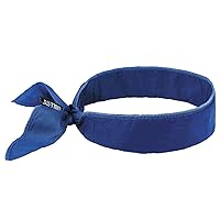 Ergodyne - 12399 Chill-Its 6702 Cooling Bandana, Evaporative Polymer Embedded Material for Cooling Relief Solid Blue, One Size