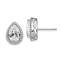 925 Sterling Silver Polished Created White Topaz and CZ Cubic Zirconia Simulated Diamond Post Earrings Measures 14x11mm Wide Jewelry for Women