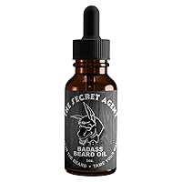 Badass Beard Care Oil For Men - Secret Agent Scent, 1 Ounce - All Natural Ingredients, Keeps Beard and Mustache Full, Soft and Healthy