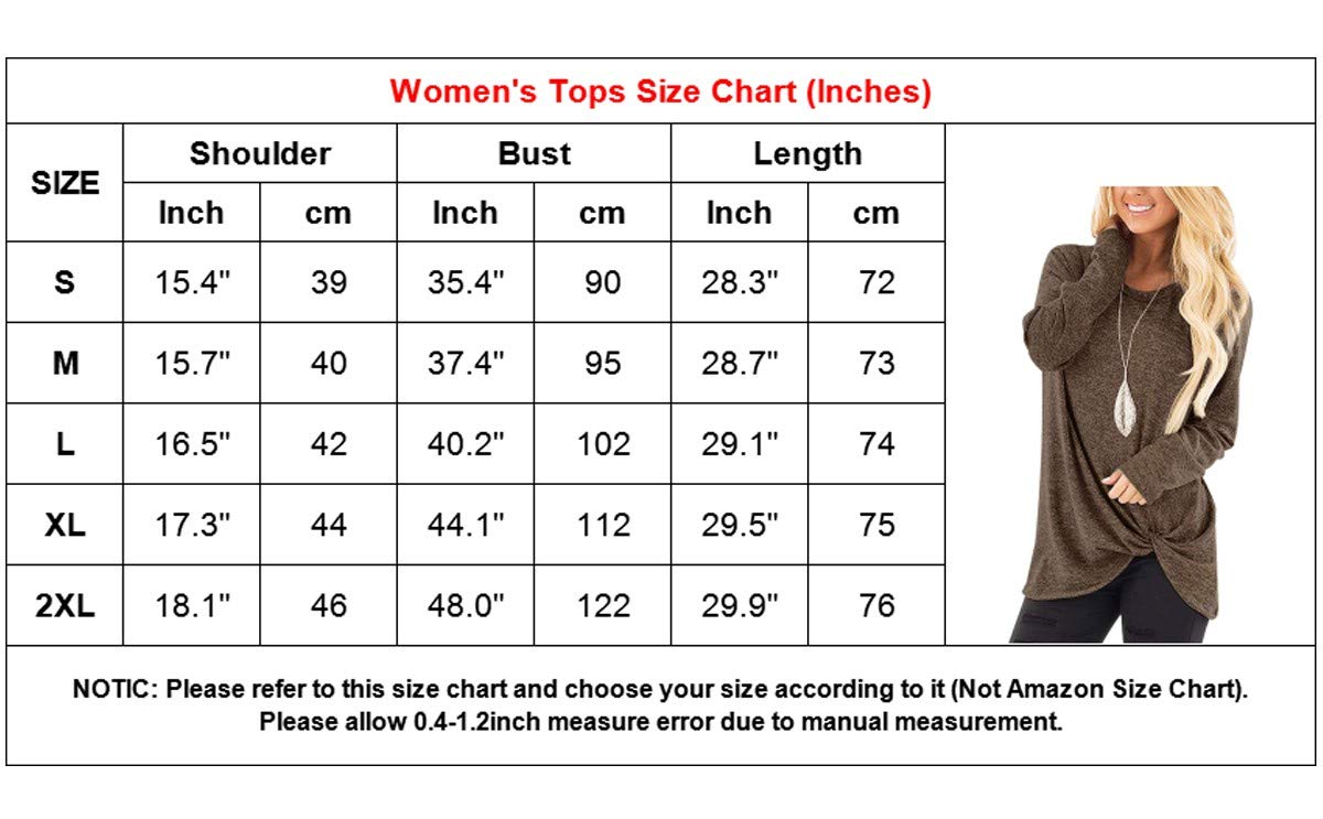 SAMPEEL Women's Tunic Tops for Leggings Casual Twist Knot Long Sleeve Tops Blouse