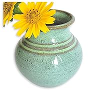 Handmade Dandelion Flower Pot for New Mommy to Be - Miniature Pottery Vase for Baby Shower Favor Presents Green