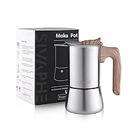 Induction Cuban Moka Pot Stovetop Coffee Espresso Maker Stainless Steel  (160ml)