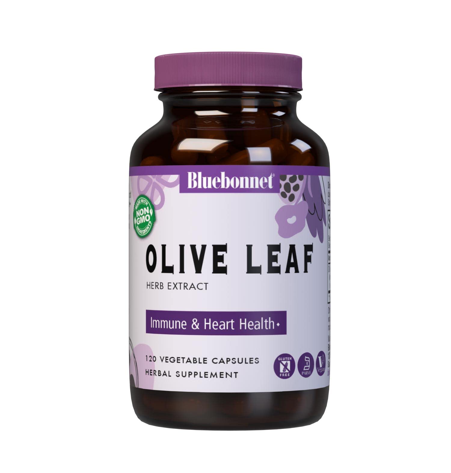 BlueBonnet Nutrition Olive Leaf Herb Extract, Supports Immune Health*, Heart Health*, Gluten-Free, Soy-Free, Kosher Certified, Non-GMO, Vegan, 120 Vegetable Capsules, 120 Servings