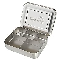 LunchBots Large Cinco Stainless Steel Lunch Container - Five Section Design Holds a Variety of Foods - Metal Bento Box - Dishwasher Safe - Stainless Lid - Stainless Steel