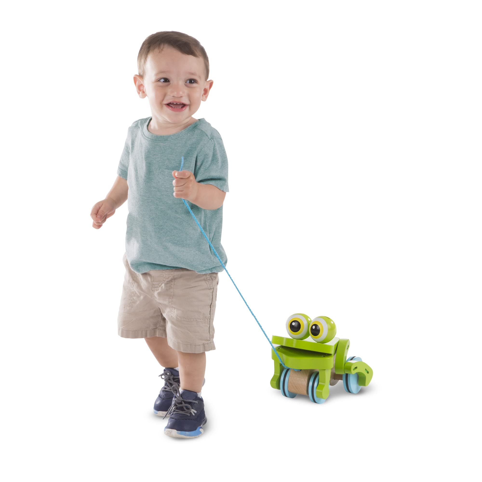 Melissa & Doug First Play Frolicking Frog Wooden Pull Toy - Developmental Duck Pull Toy For Toddlers Ages 1+