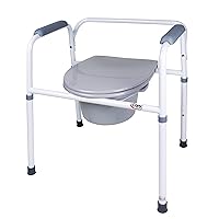 Carex Steel Commode Chair - Portable Bathroom Toilet for Elderly, Handicap, and Beside Toilet Users - 3 in 1 Commode Chair - 250 lbs Capacity