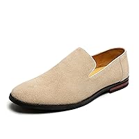 Men's Leisure Loafers Slip on Genuine Leather Moc Toe Upper Stitching Boat Dress Shoe Solid Color Flat