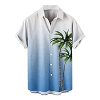 Men's Summer Shirts Casual Lapel Beach Holiday Wear Fashion Shirt Hawaiian Short-Sleeved Shirts Linen, M-4XL