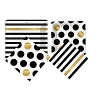 Black and Gold Party Supply Pack: Bundle Includes Paper Plates & Napkins for 8 Guests in a Dots and Stripes Kenzie Design