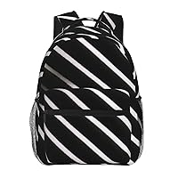 Black And White Line Design Backpack Lightweight Casual Backpacksn Multipurpose Backpack With Laptop Compartmen