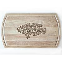 Zentangle or Paisley Patterned Fish White Beech Cutting Board, Artistic and Detailed, Perfect for Fish Lovers or Nautical Themed Kitchens