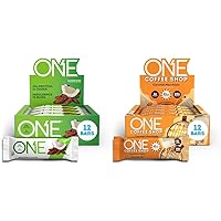 ONE Protein Bars, Almond Bliss & Caramel Macchiato, Gluten Free with 20g Protein, 12 Count