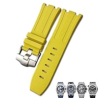 Soft FKM Fluoro Rubber Watchband 28mm For AP Strap Audemars Piguet ROYAL OAK OFFSHORE Diving Waterproof Sports Watch Band (Color : Yellow, Size : 28x24mm)